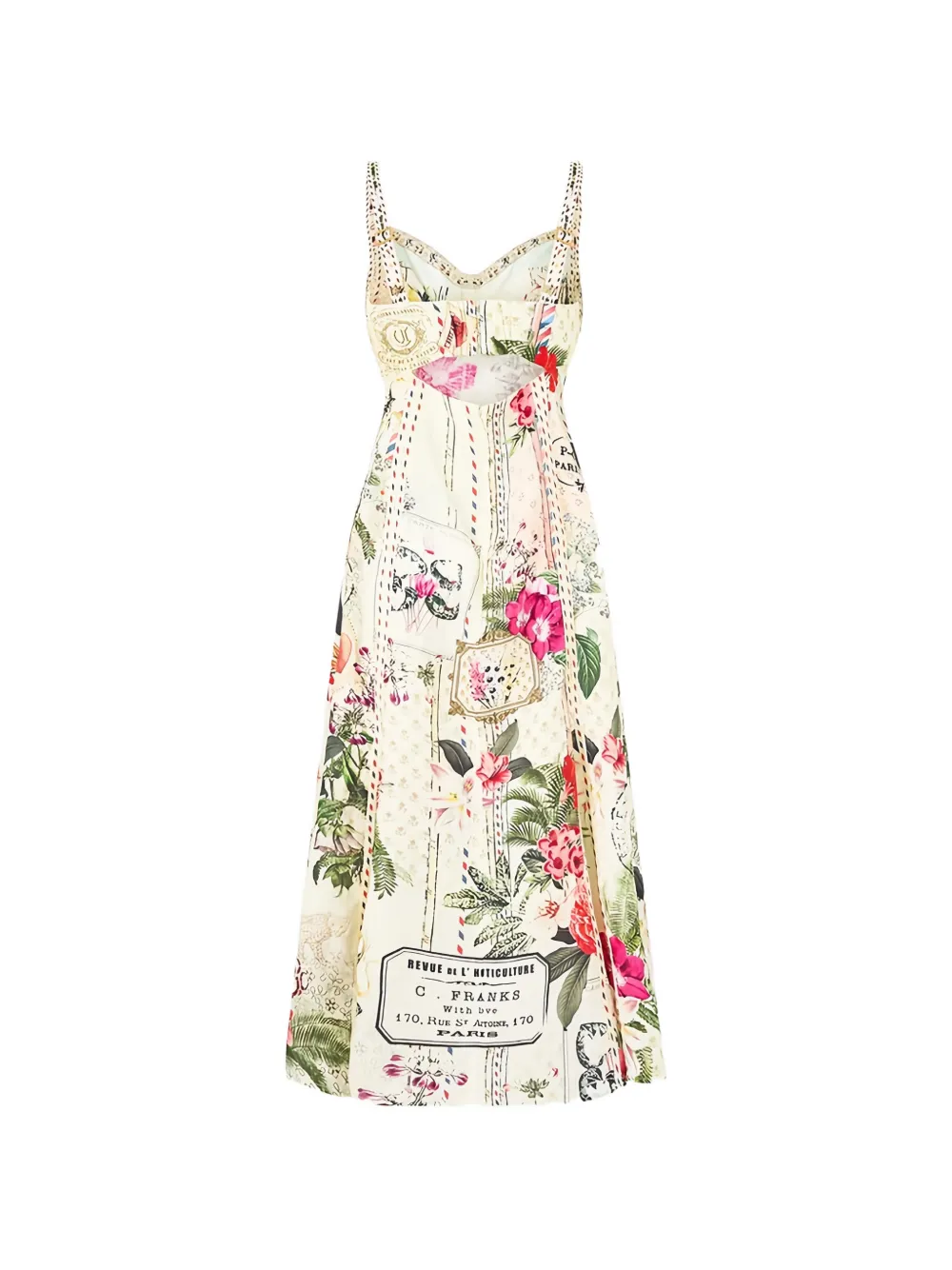 Camilla robe mi-longue à fleurs et découpe au dos - Blanc