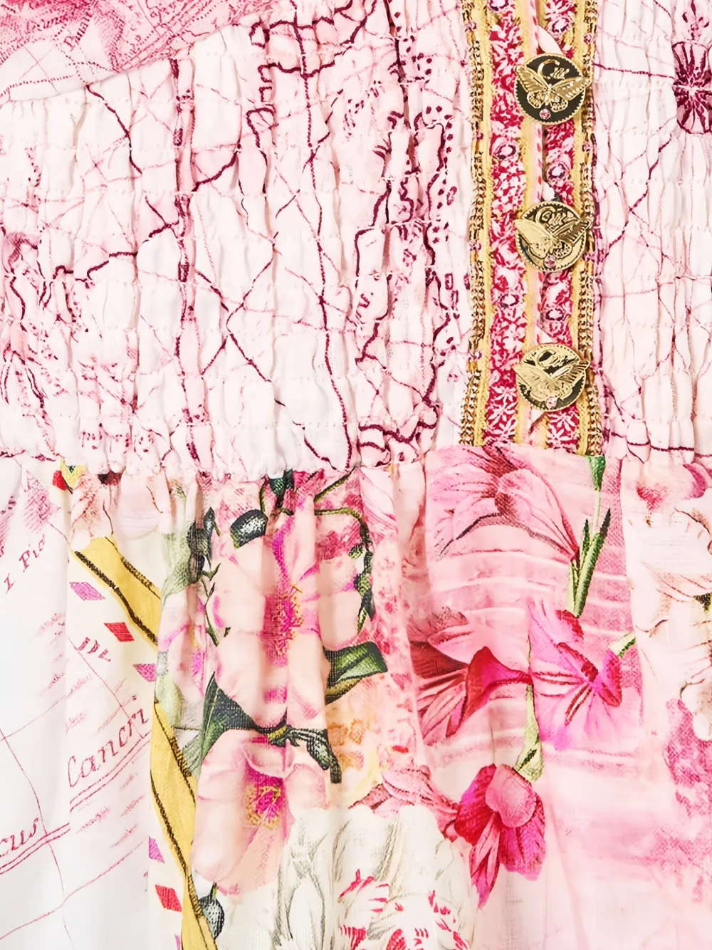 Camilla ruffled floral-print mini dress Roze