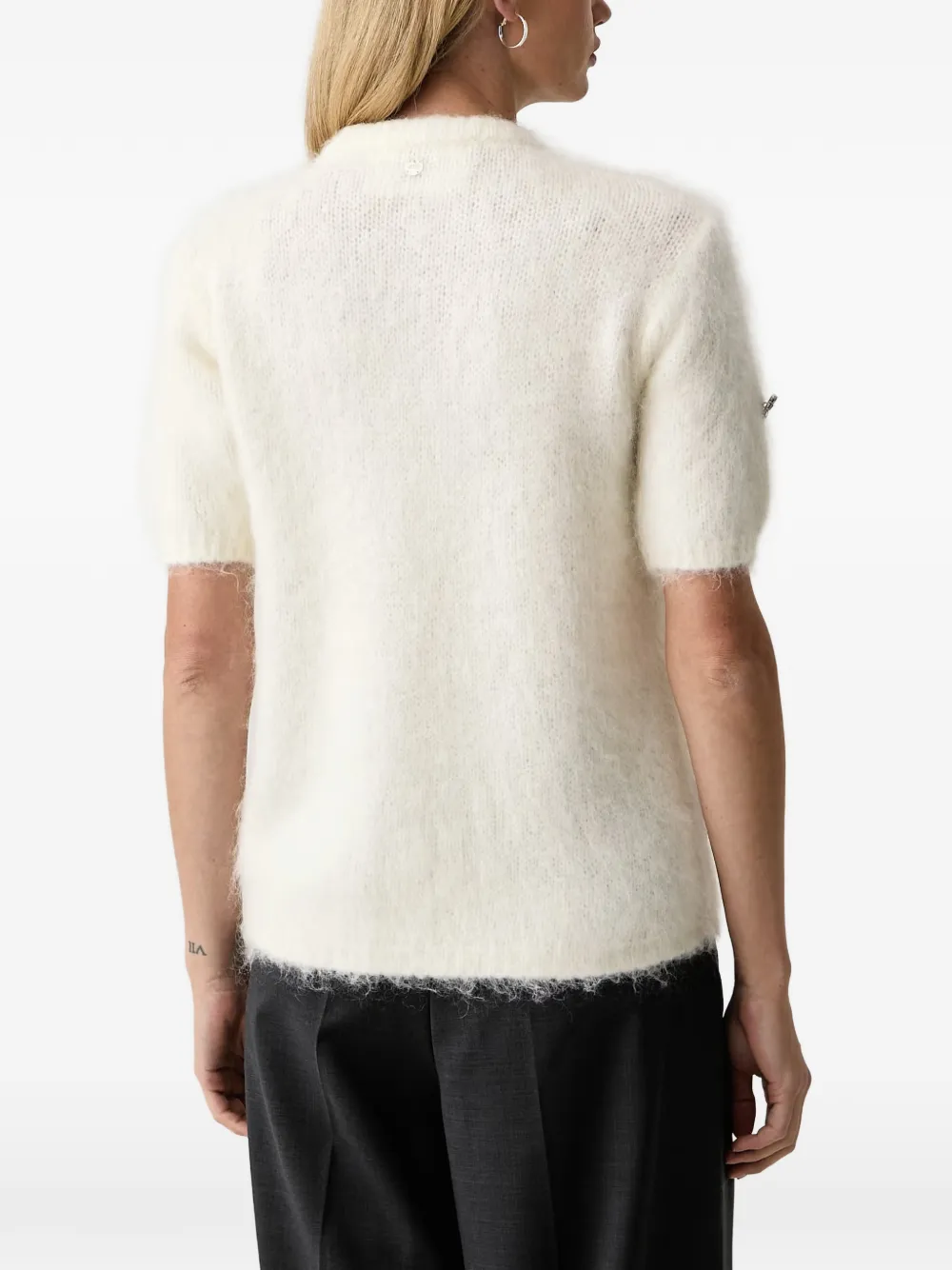 Silvian Heach crystal-embellished short-sleeve sweater Beige
