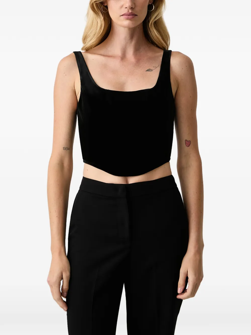 Silvian Heach cropped velvet top - Nero