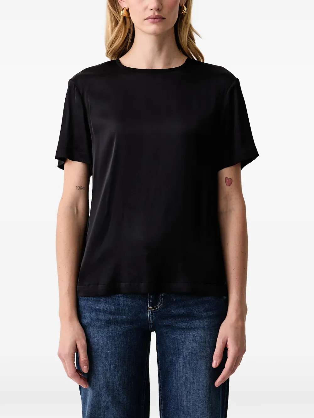 Silvian Heach satin-finish short-sleeve top - Nero