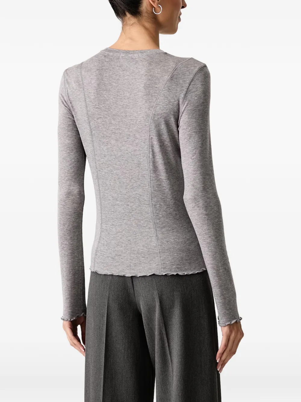 Scotch & Soda T-shirt met zichtbare naad en golvende afwerking Grijs