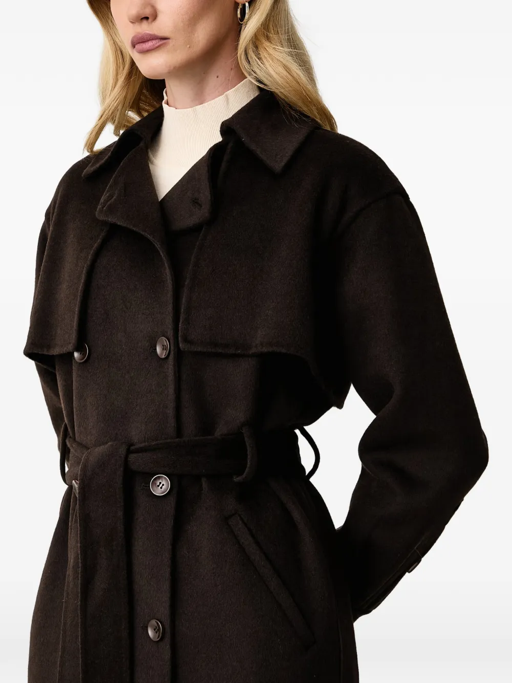 Silvian Heach double-breasted belted coat - Marron Silvian Heach double-breasted belted coat - Marron