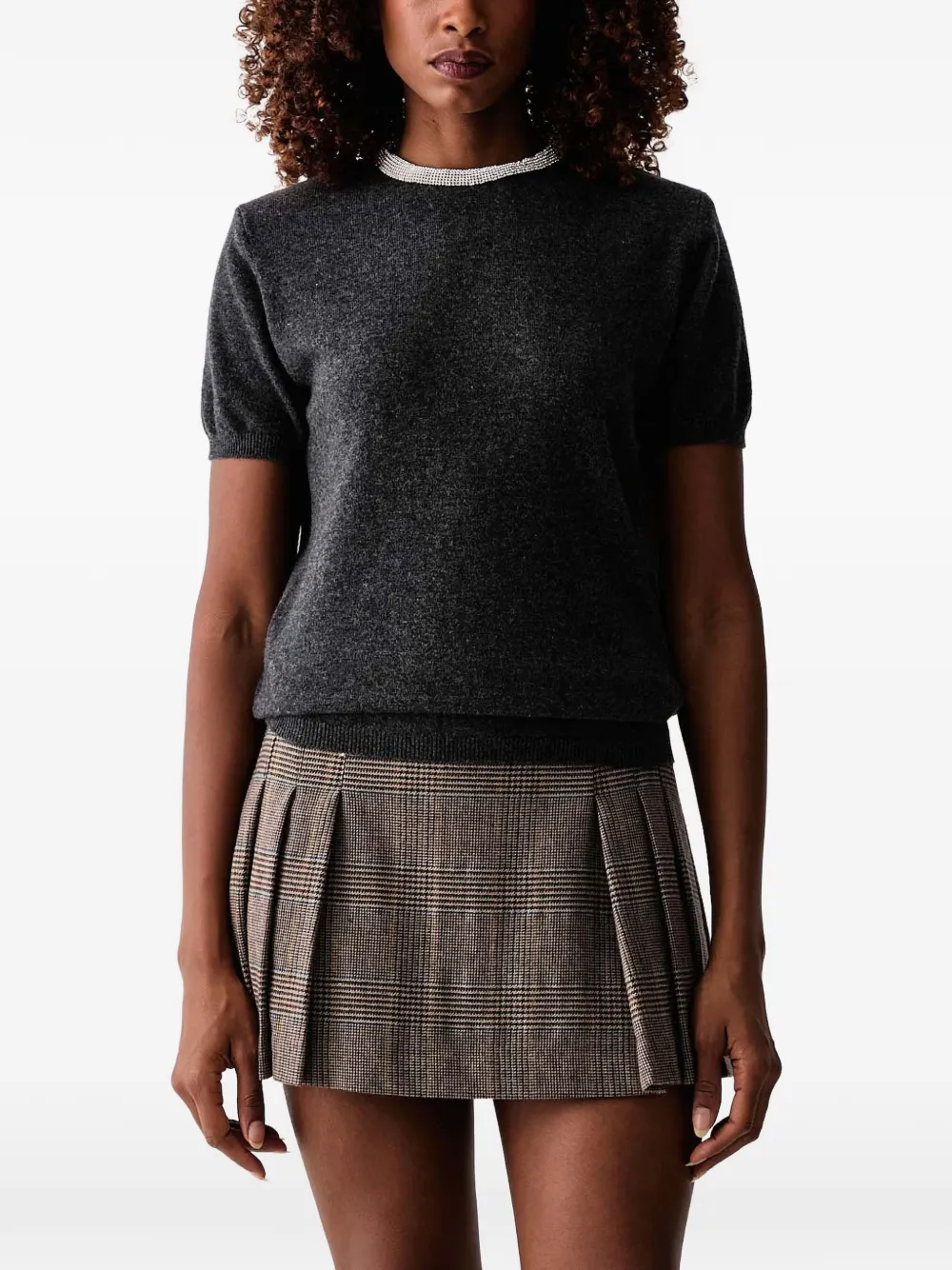 Silvian Heach T-shirt met korte mouwen verfraaid met kristallen Grijs