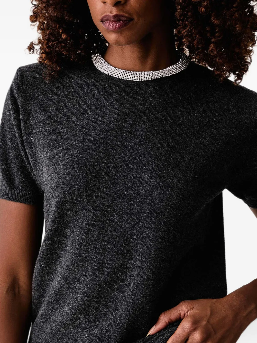 Silvian Heach T-shirt met korte mouwen verfraaid met kristallen Grijs