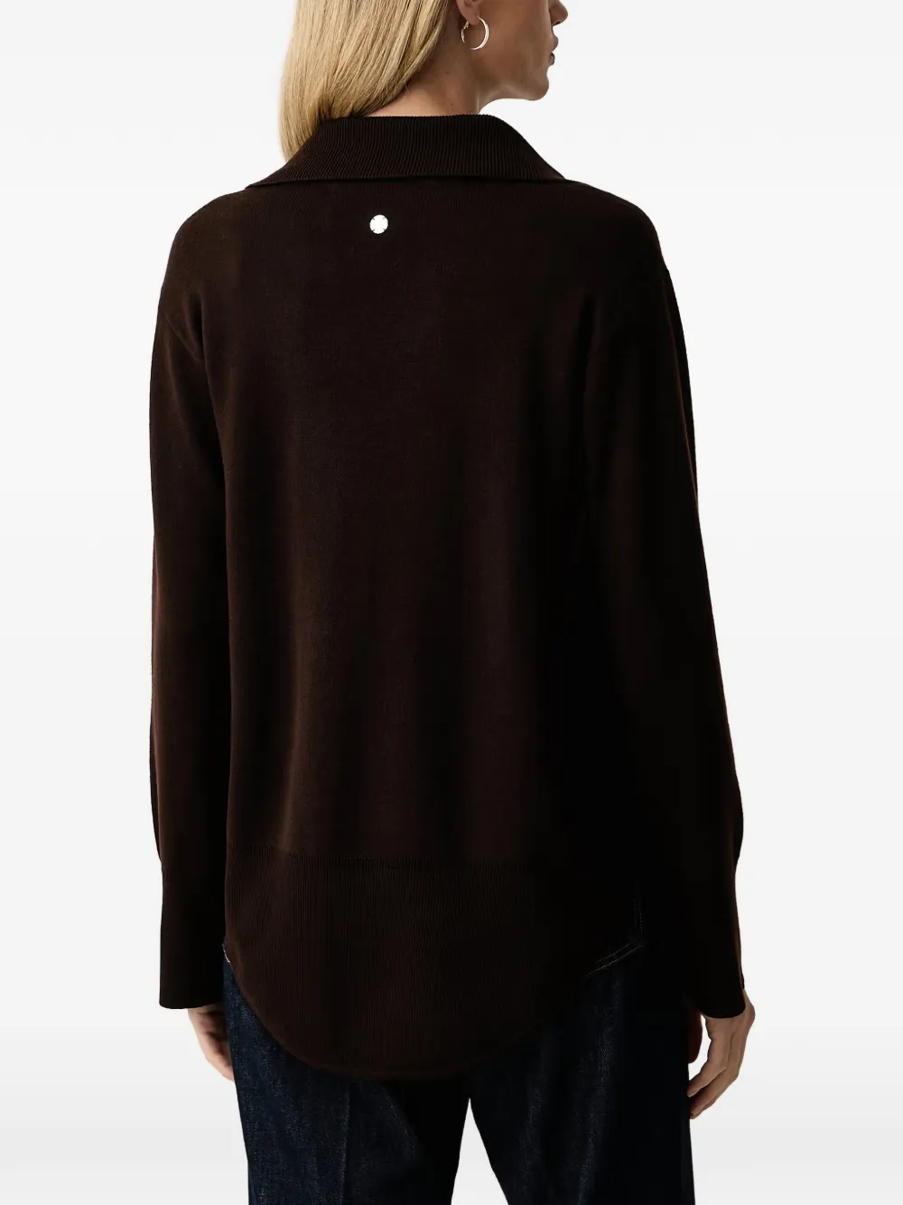 Silvian Heach spread-collar curved-hem sweater Bruin