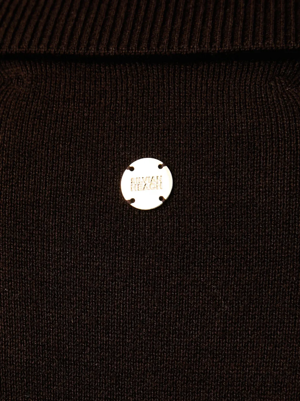 Silvian Heach spread-collar curved-hem sweater Bruin
