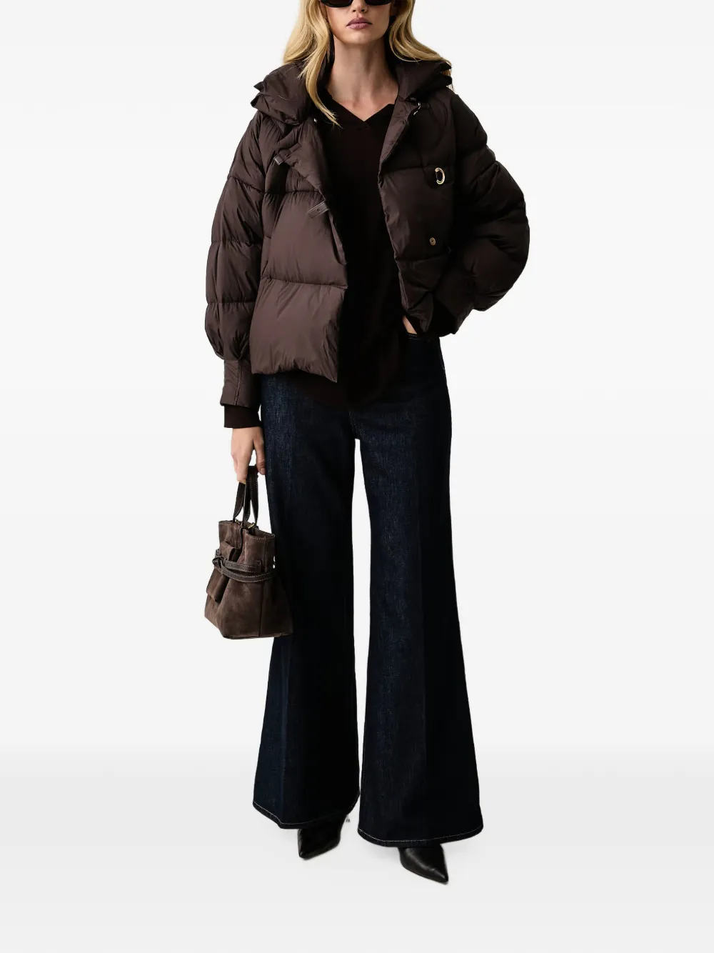 Silvian Heach spread-collar curved-hem sweater Bruin