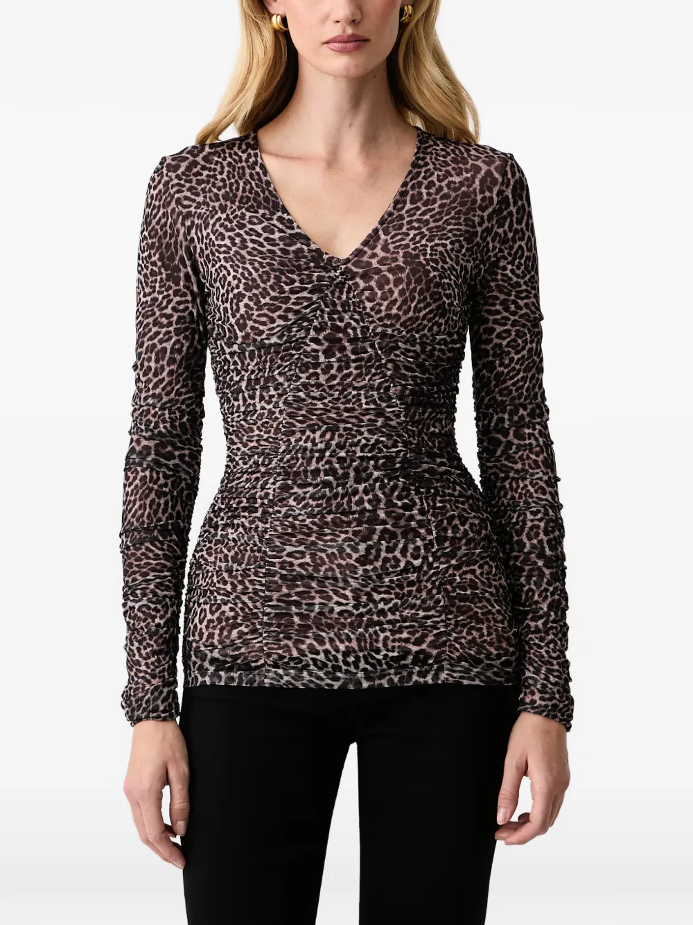 Silvian Heach leopard-print ruched t-shirt - Marrone