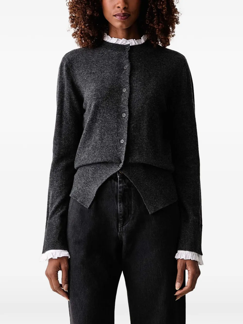 Silvian Heach Bon Ton contrasting-ruffle-details cardigan - Grigio