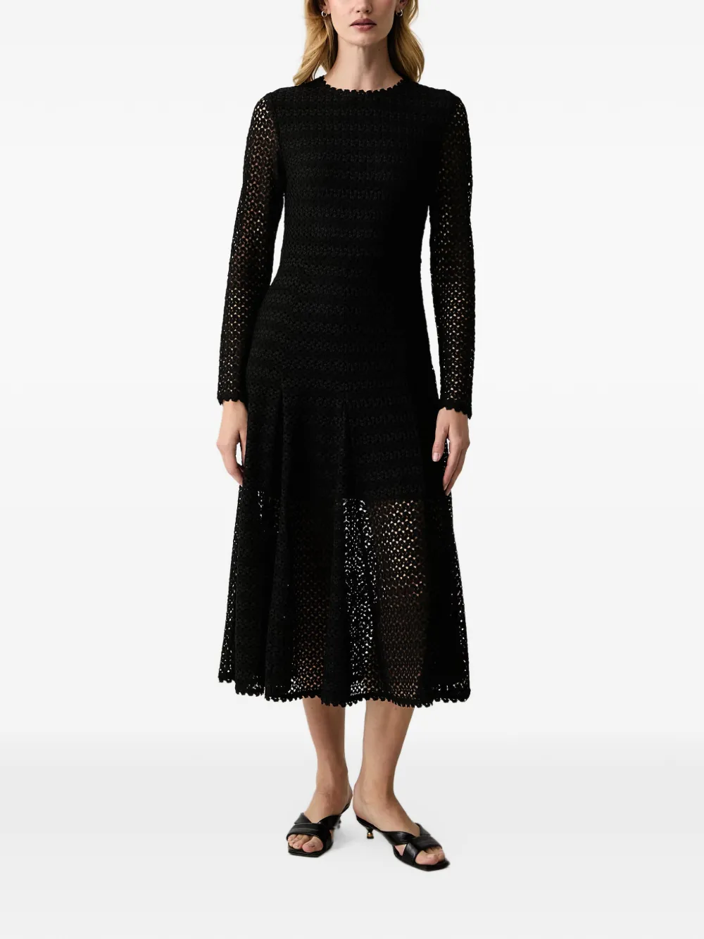 Silvian Heach robe mi-longue évasée en crochet - Noir