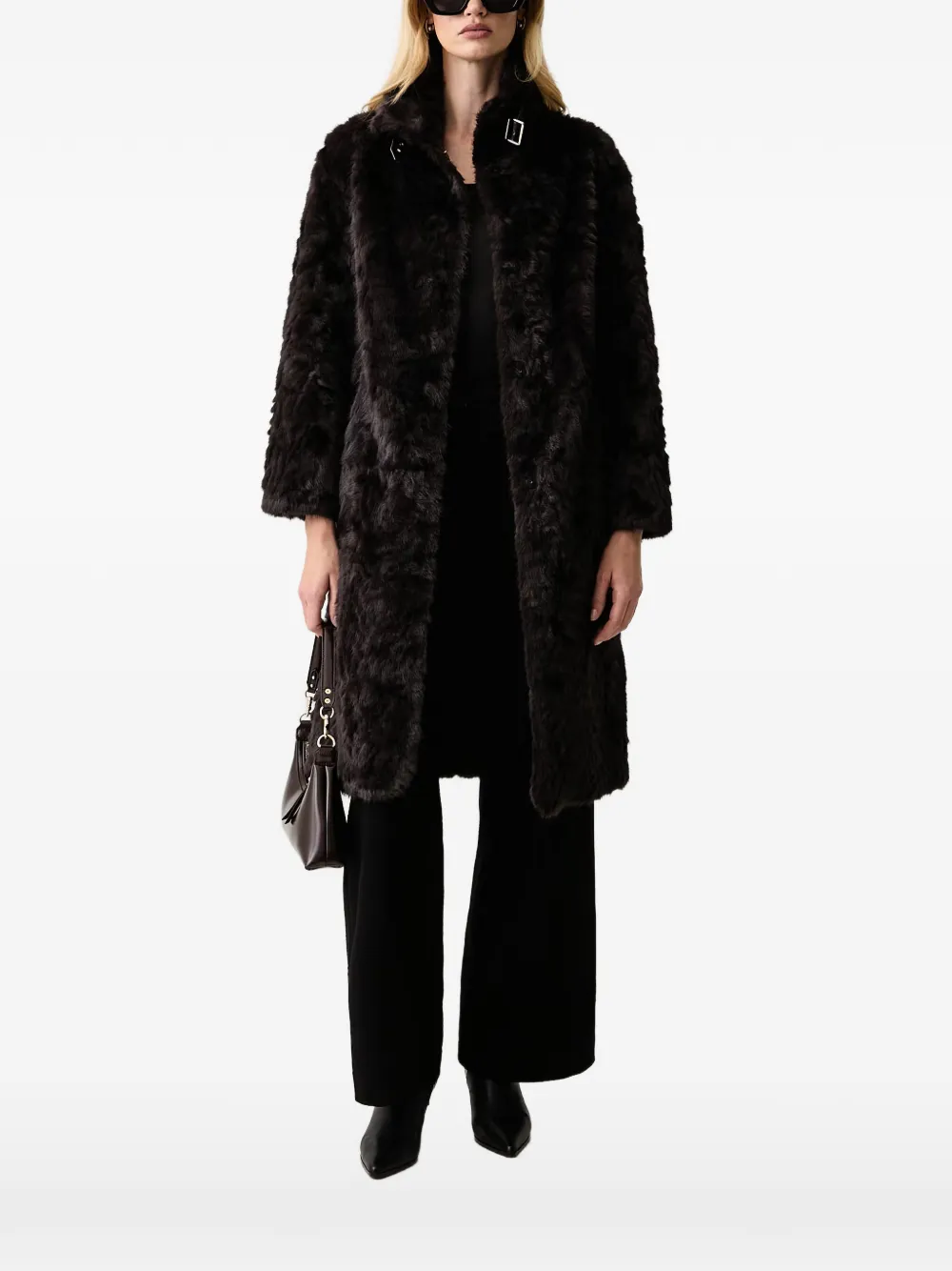 Silvian Heach buckle-collar faux-fur coat - Marrone