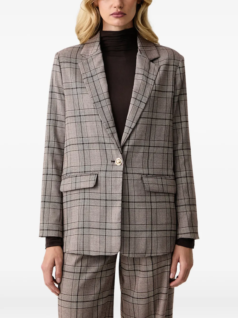 Silvian Heach check-pattern single-breasted blazer - Brown