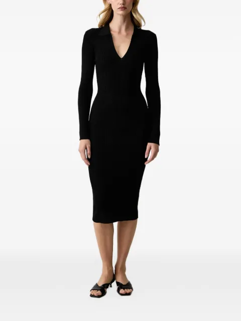 Silvian Heach ribbed-knit long-sleeve midi dress