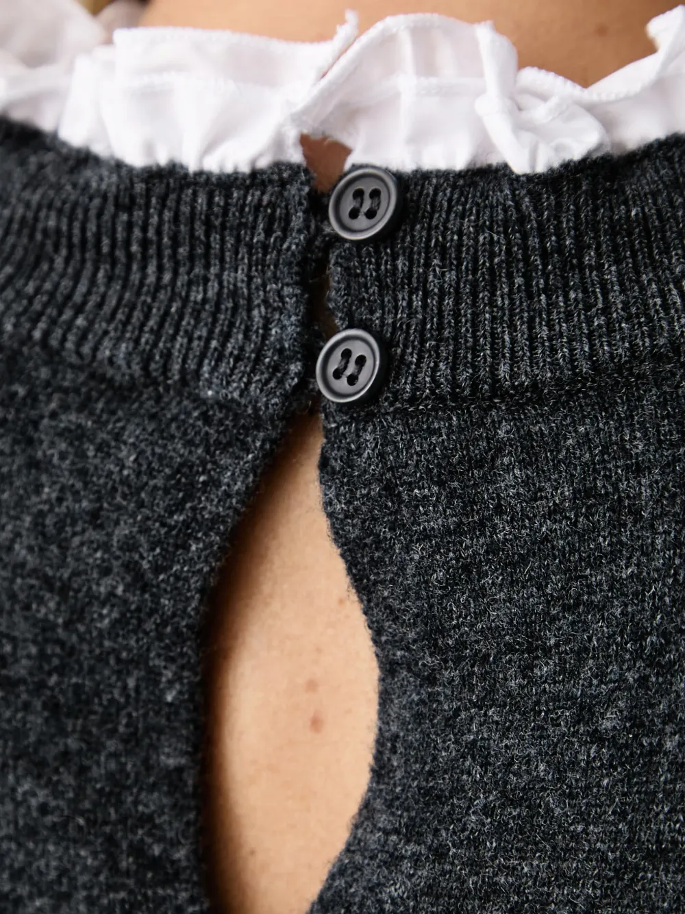 Silvian Heach ruffle-trim chest-pocket sweater Grijs