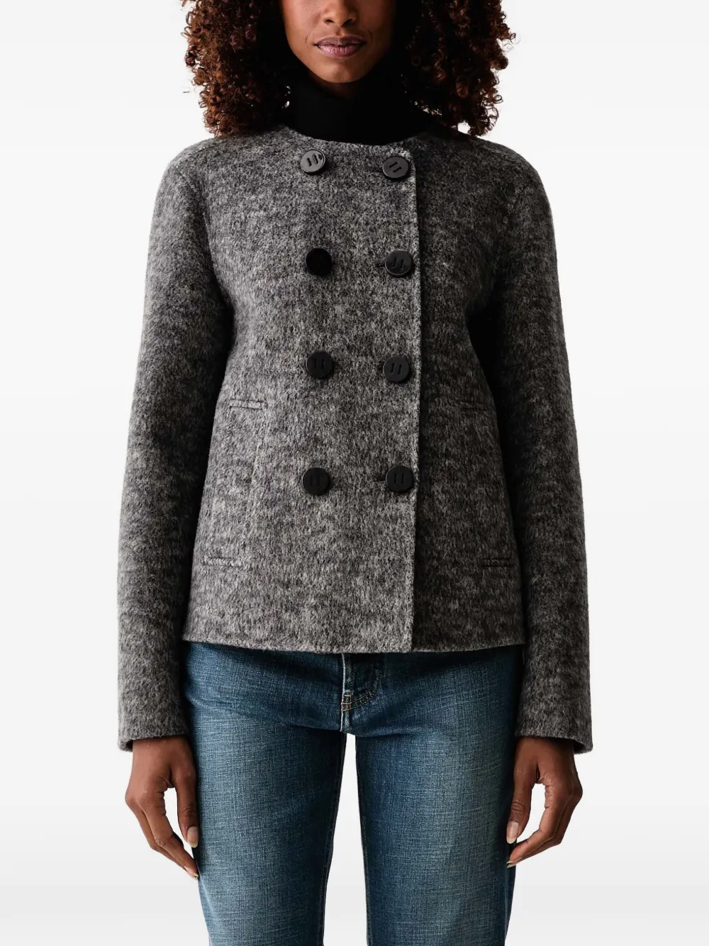 Silvian Heach Glamor double-breasted bouclé coat - Gris Silvian Heach Glamor double-breasted bouclé coat - Gris