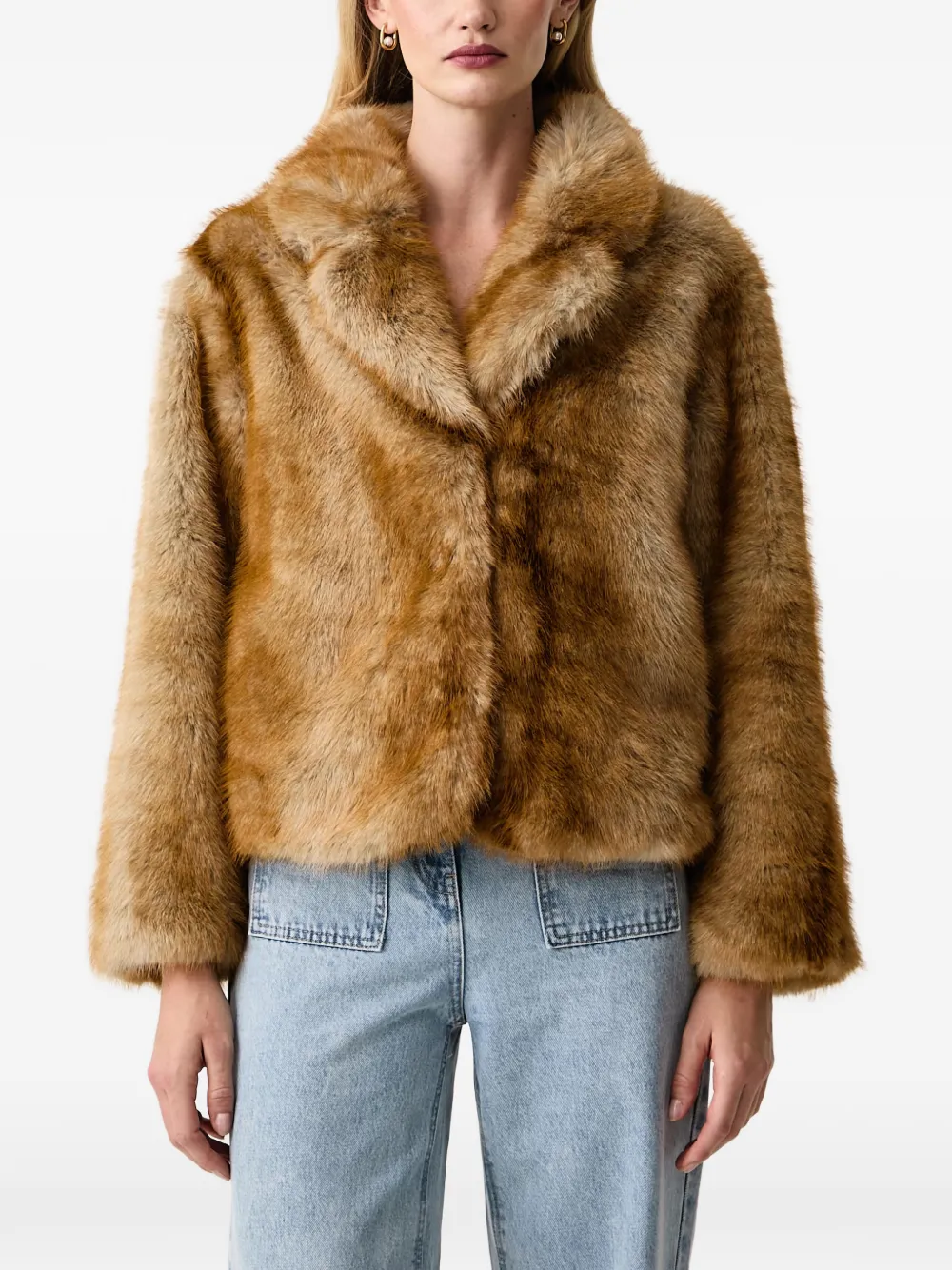 Silvian Heach faux-fur notch-lapel jacket - Marrone