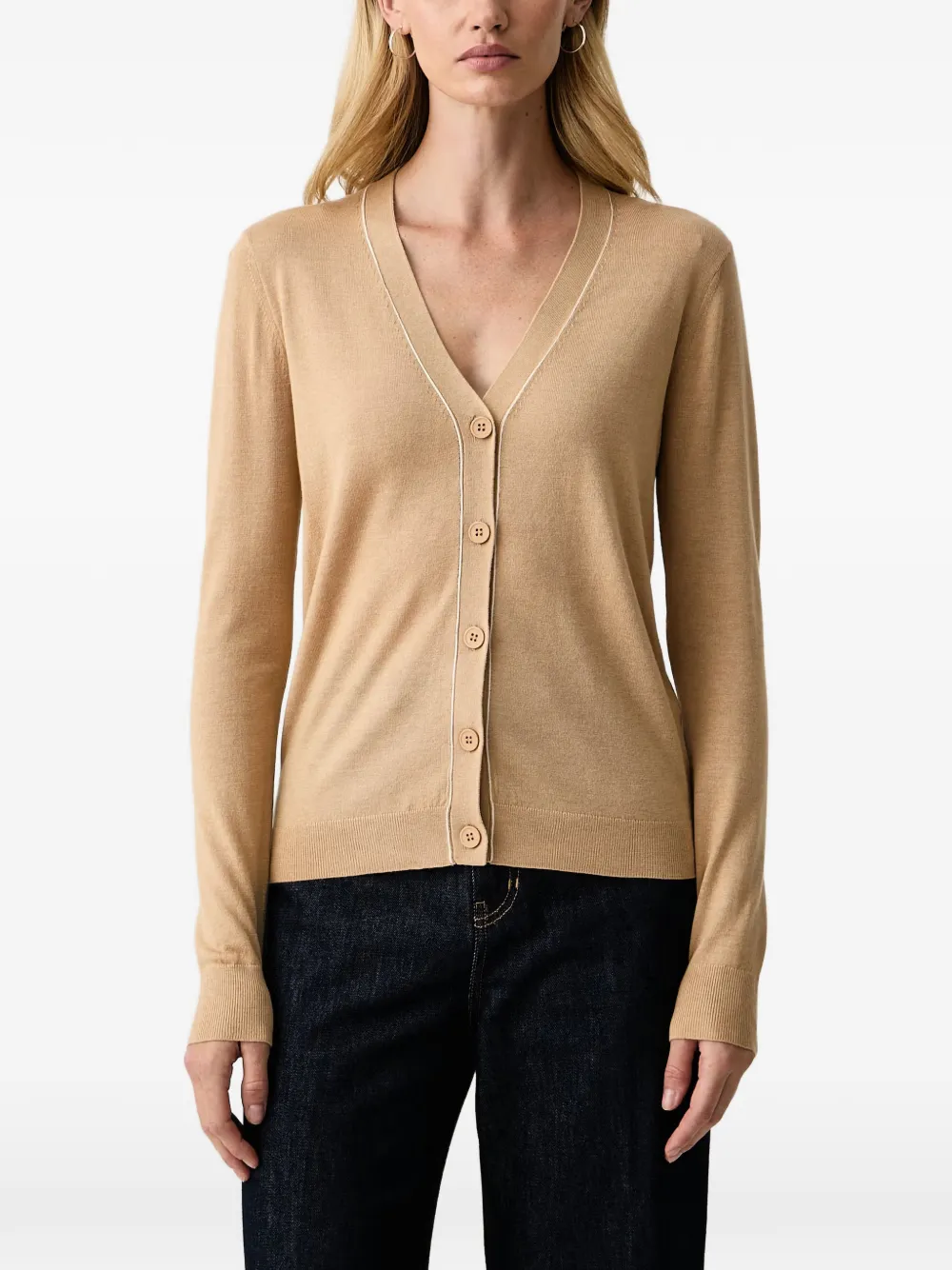 Silvian Heach piped-trim V-neck cardigan - Toni neutri