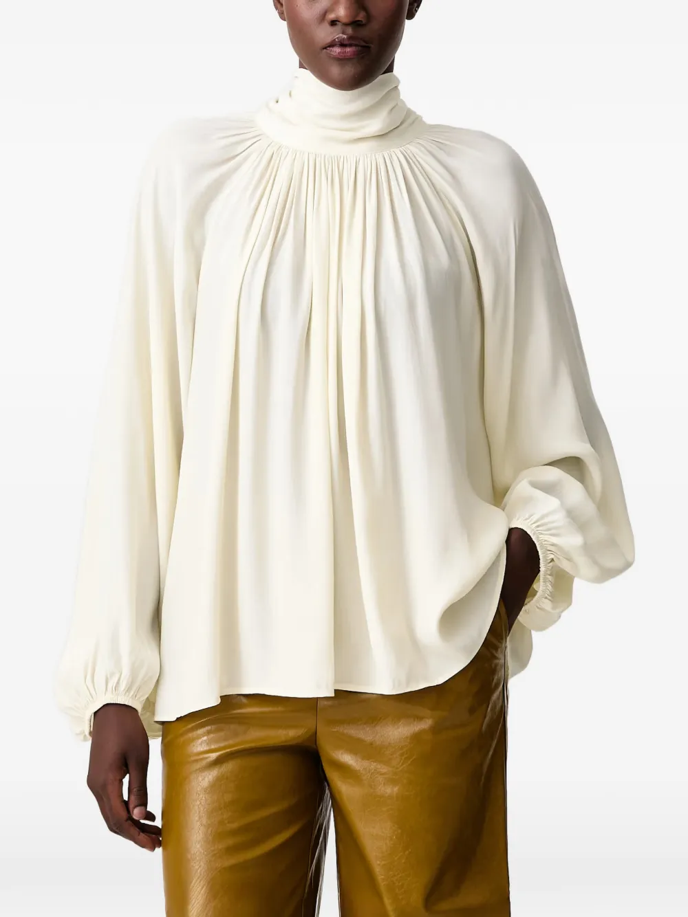 Sisley bow-detail pleated blouse - Toni neutri