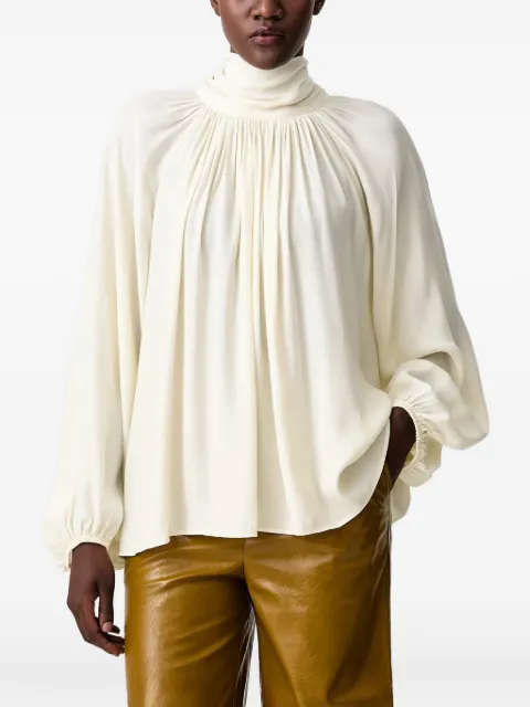Sisley bow-detail pleated blouse