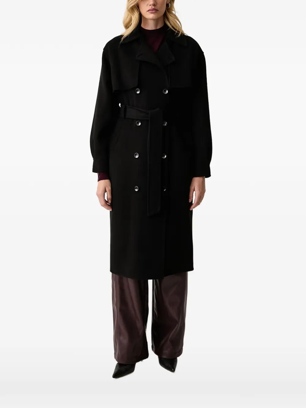 Silvian Heach double-breasted belted coat - Black