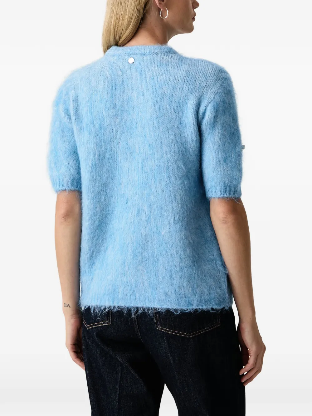 Silvian Heach crystal-embellished short-sleeve sweater Blauw