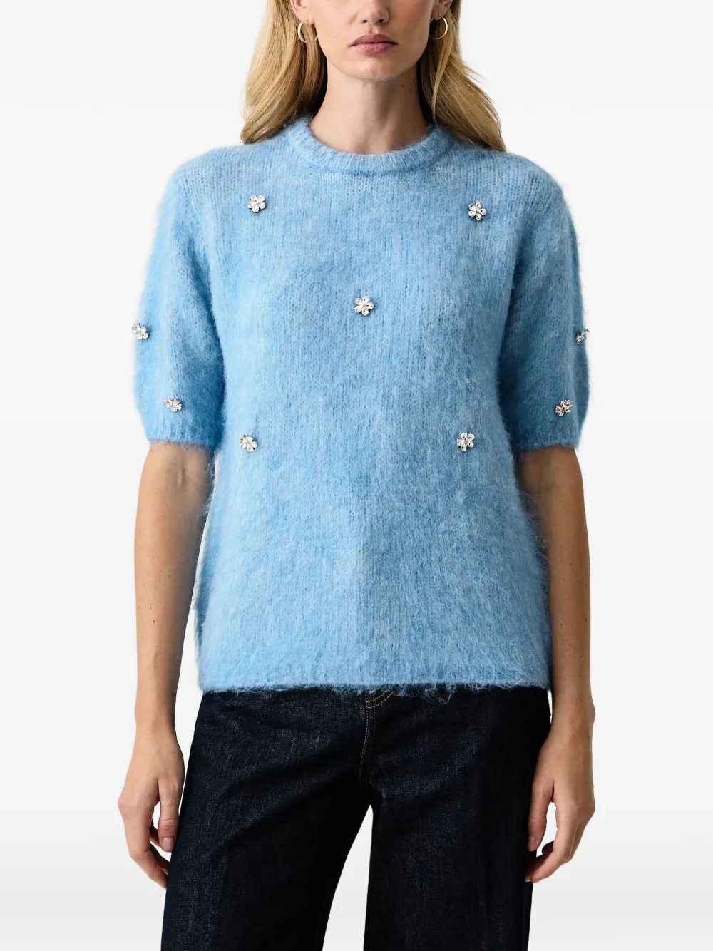 Silvian Heach crystal-embellished short-sleeve sweater - Blu