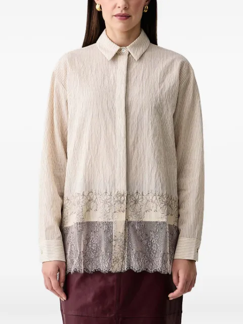 Sisley lace-trim pinstripe shirt