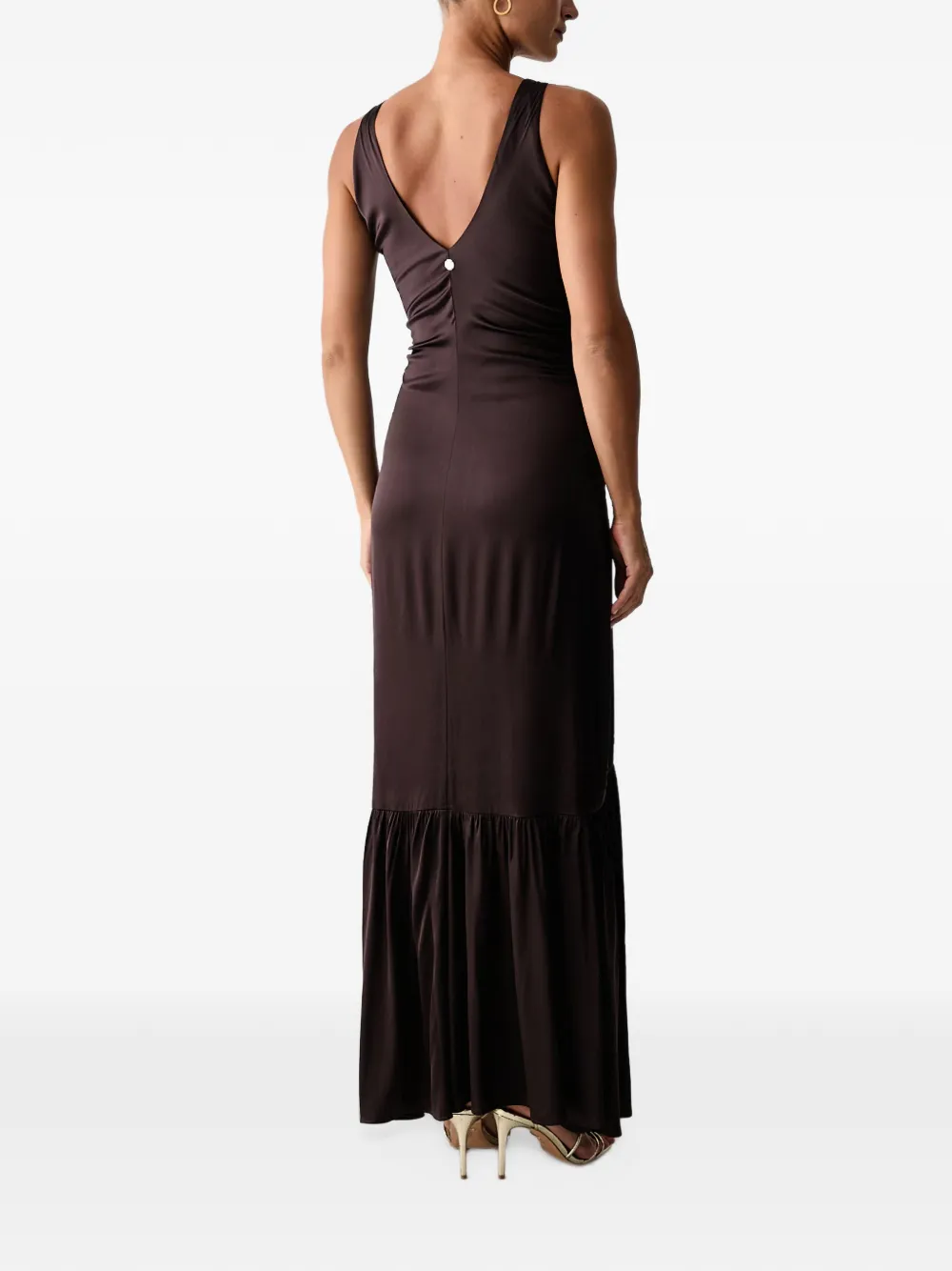 Silvian Heach Maxi-jurk met ruches en verfraaid met ketting Bruin