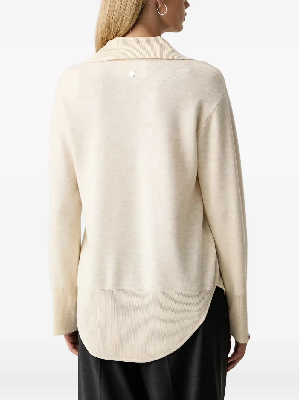 Silvian Heach curved-hem polo sweater Beige