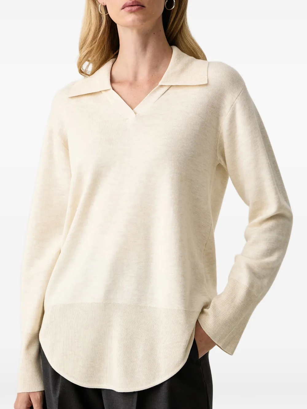 Silvian Heach curved-hem polo sweater Beige
