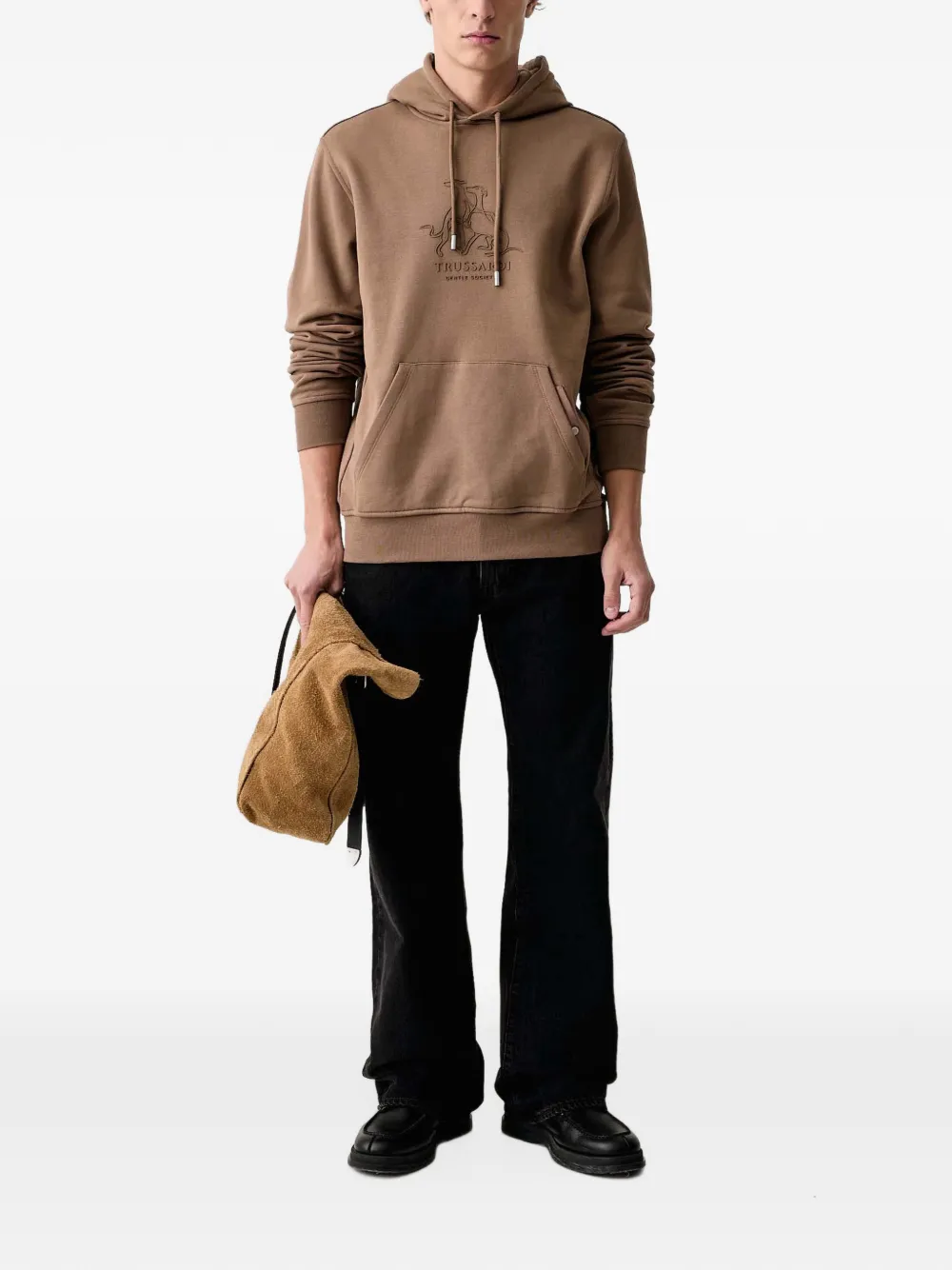Trussardi Gentle Society logo-appliqué hoodie Bruin