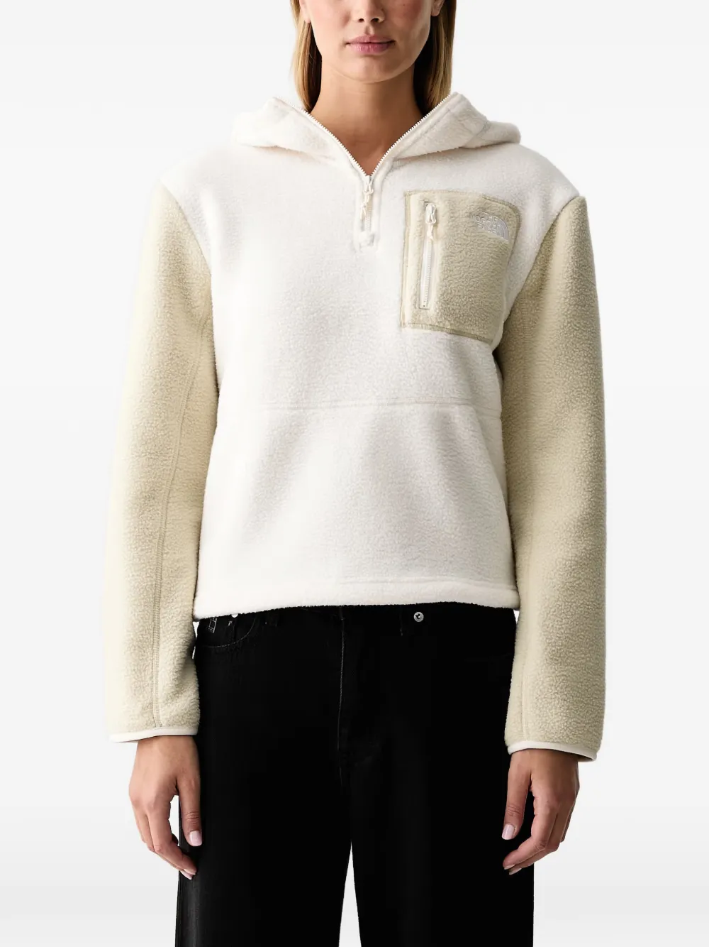 The North Face Yumiori 1 4 zip novelty hooded fleece jacket Wit