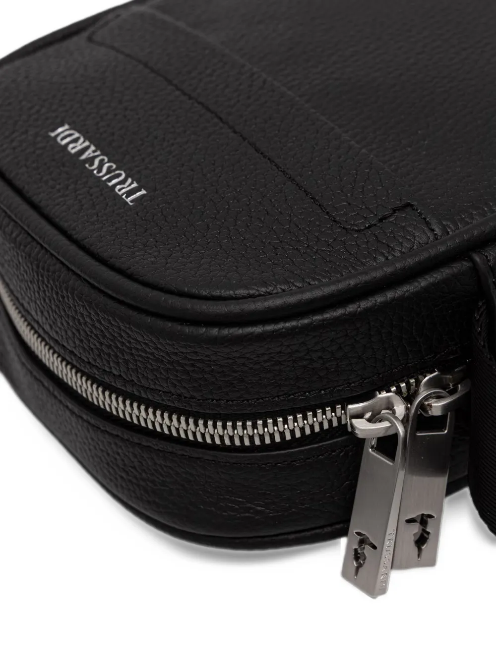Trussardi small Office logo-lettering cross body bag Zwart