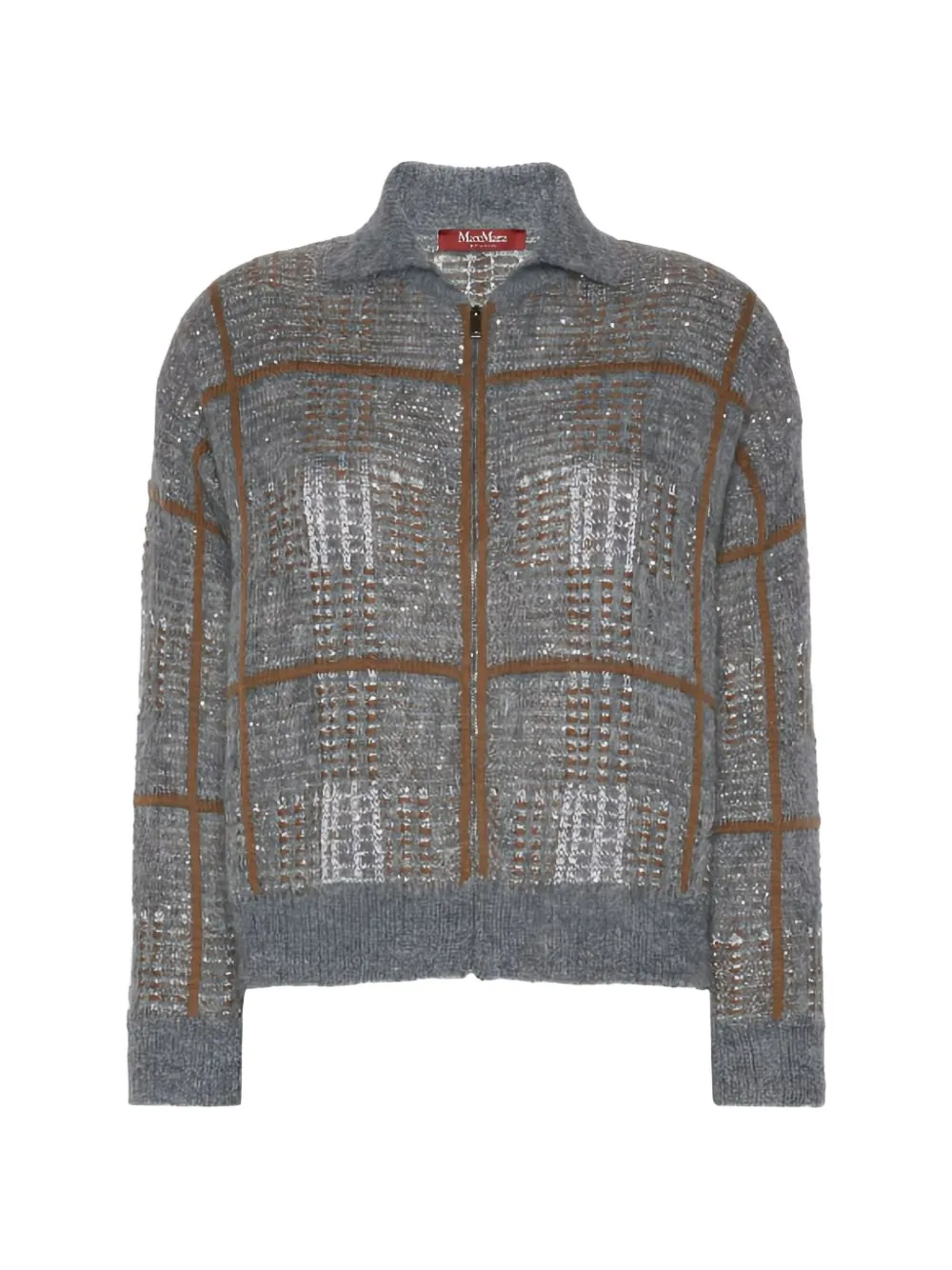 Max Mara jacquard wool, mohair and cashmere cardigan - Medium grey - Grigio