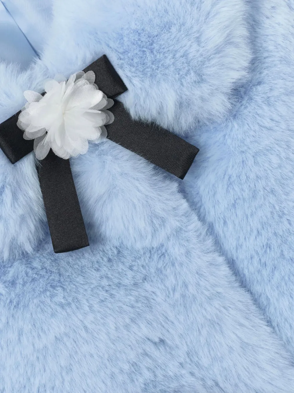Self-Portrait Kids bow-embellished faux-fur jacket Blauw