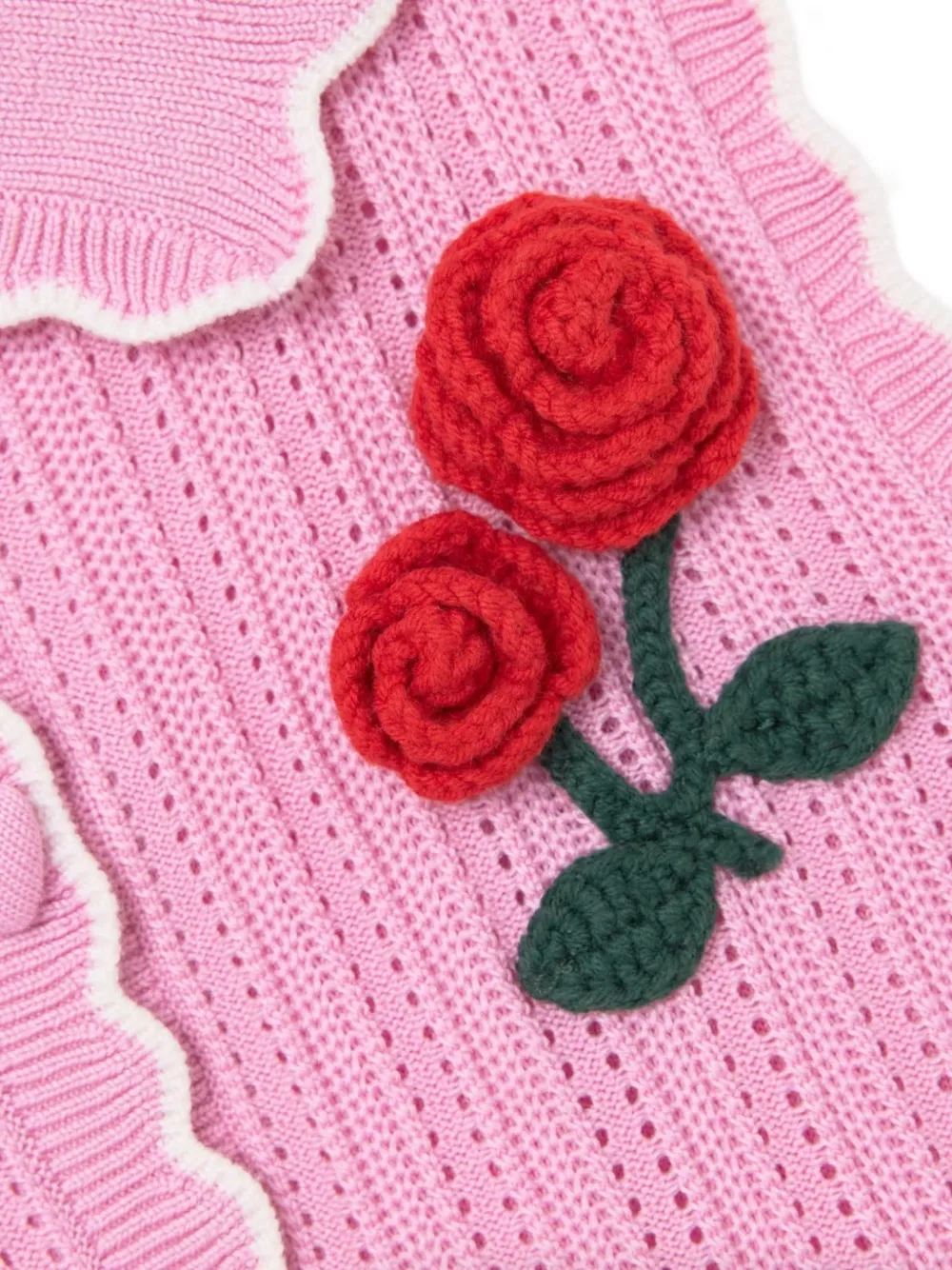 Self-Portrait Kids tiered pointelle-knit dress Roze