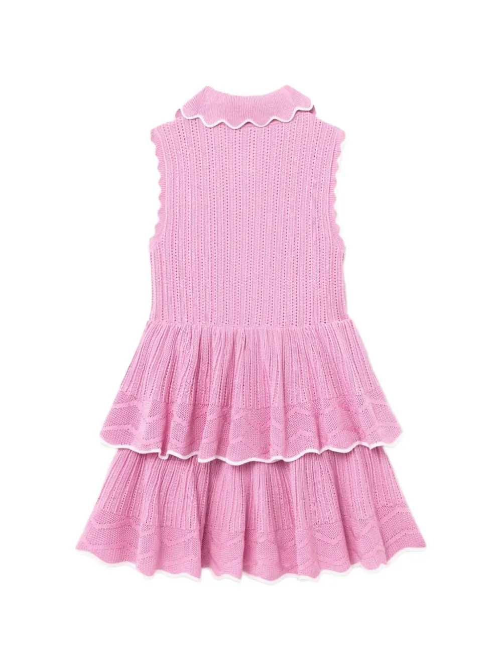 Self-Portrait Kids tiered pointelle-knit dress Roze
