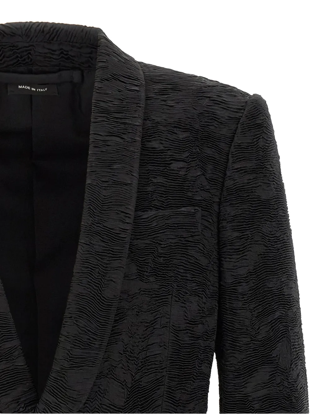 TOM FORD silk astracan plissé Colbert jacket Zwart