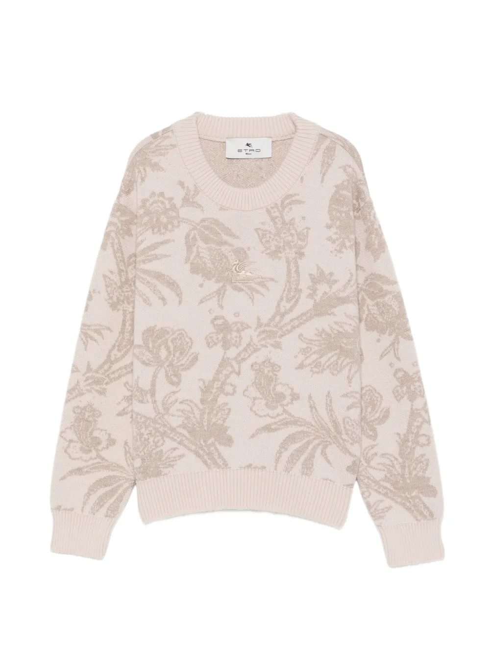 ETRO KIDS floral-jacquard Pegasus-embroidered sweater Beige