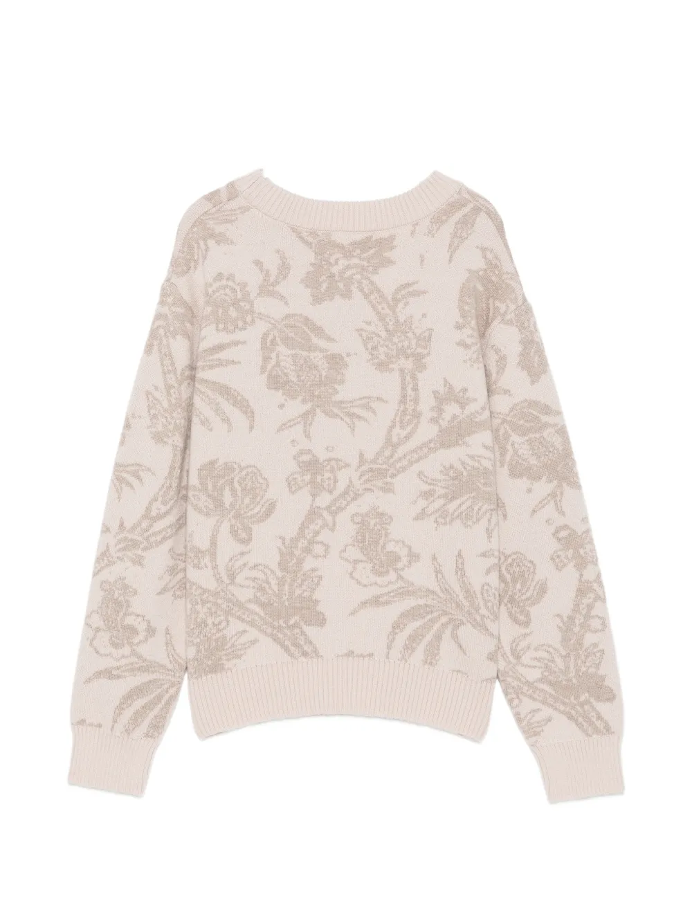 ETRO KIDS floral-jacquard Pegasus-embroidered sweater Beige