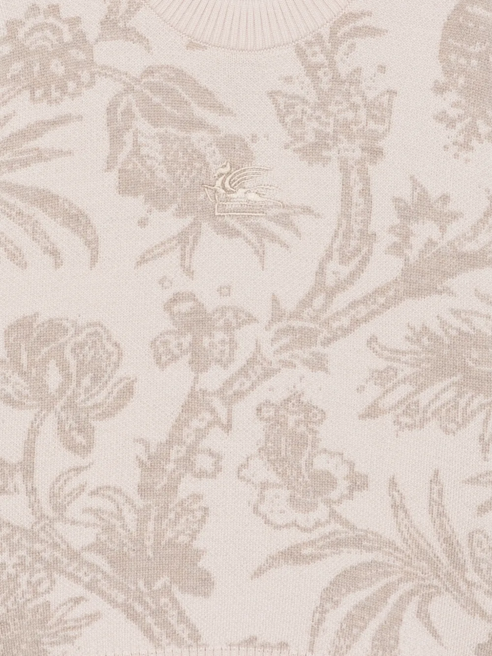 ETRO KIDS floral-jacquard Pegasus-embroidered sweater Beige