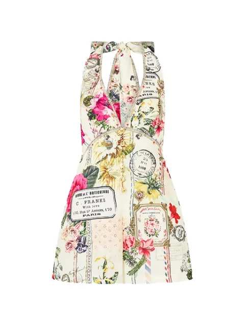 Camilla floral-print halterneck playsuit