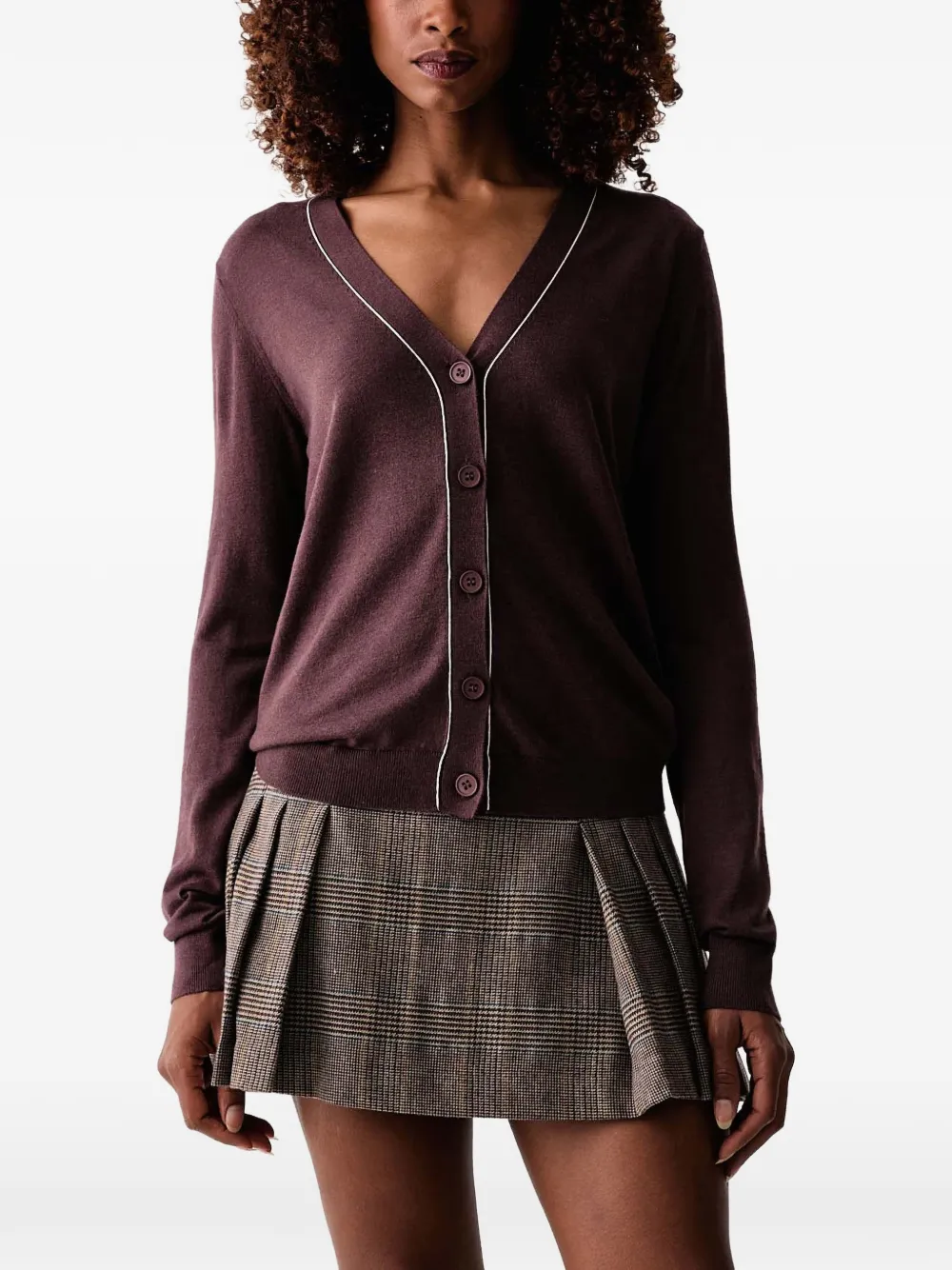 Silvian Heach piped-trim V-neck cardigan - Rosso