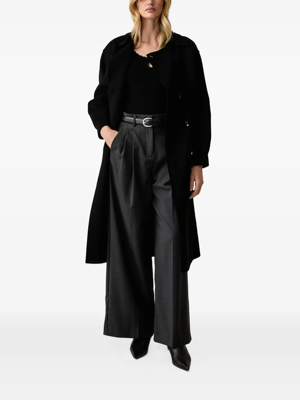 Silvian Heach ribbed-knit scalloped-edge sweater Zwart