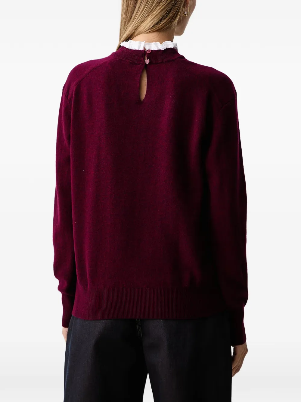 Silvian Heach logo-embroidered chest-pocket sweater Rood