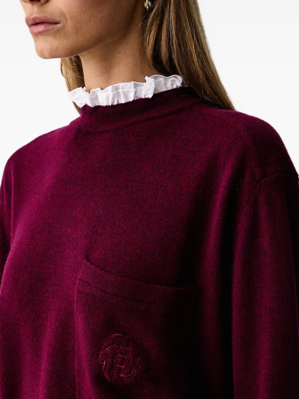 Silvian Heach logo-embroidered chest-pocket sweater Rood