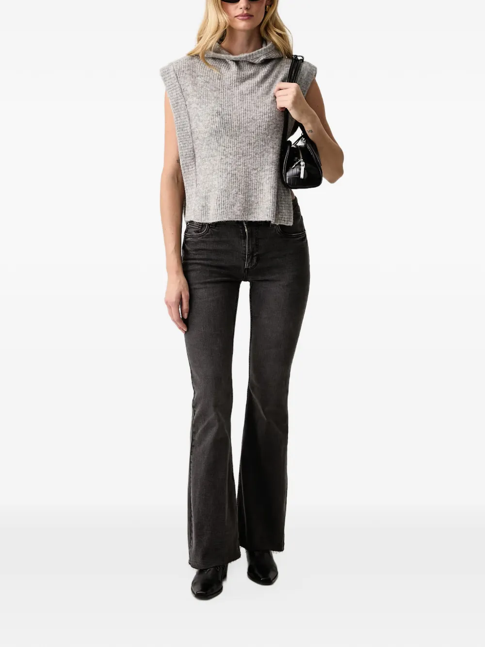 Silvian Heach raw-cut flared jeans Zwart