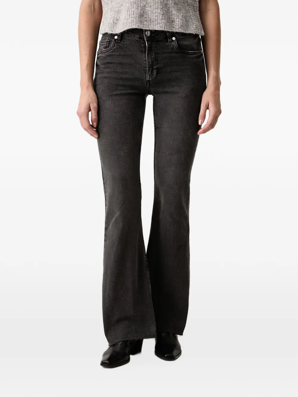 Silvian Heach raw-cut flared jeans Zwart