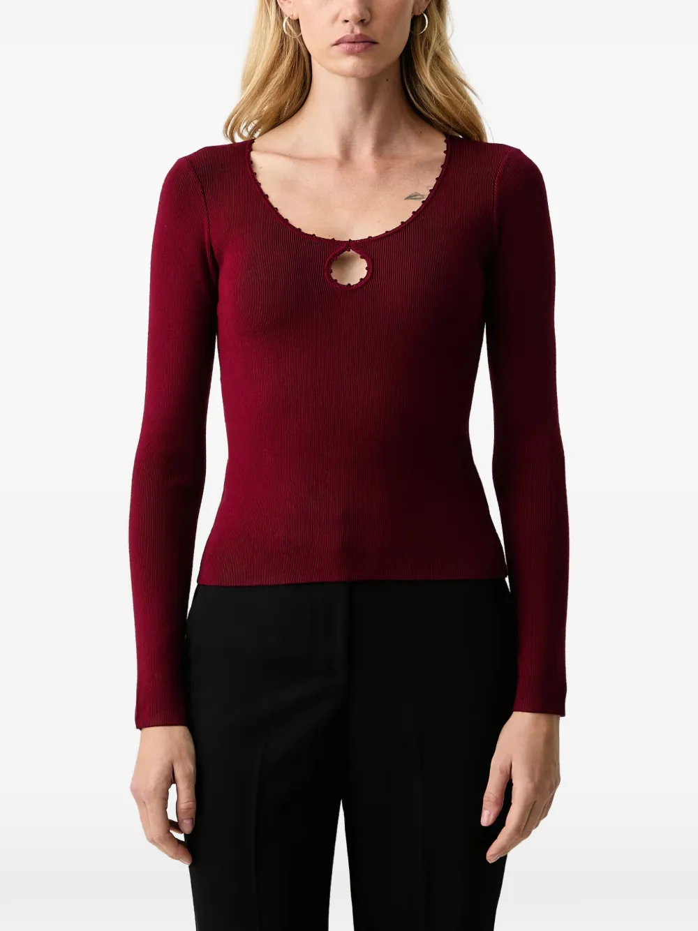Silvian Heach cut-out ribbed sweater Rood